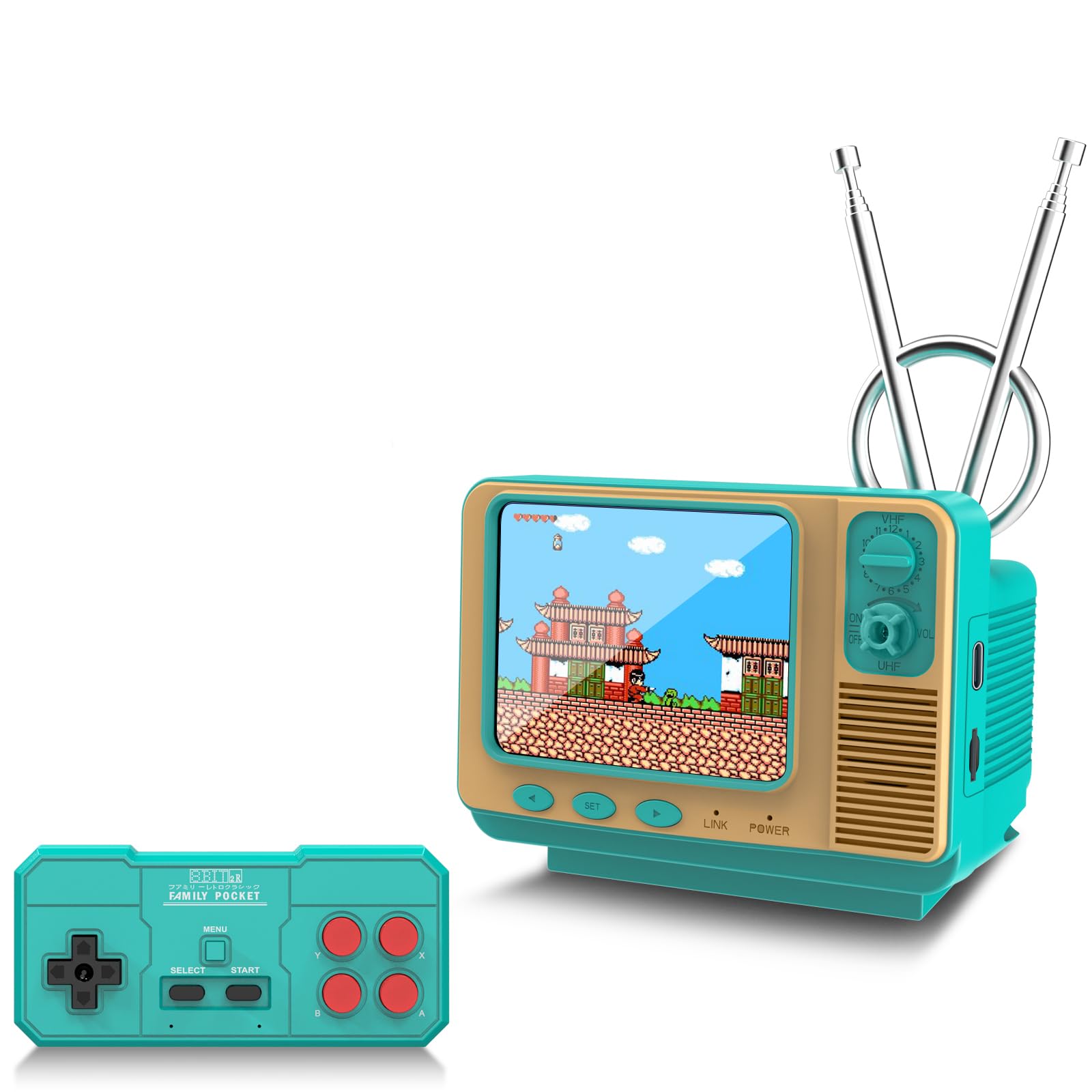 Retro Game Console - 42 JALECO + 168 Classic Games, 2.4G Wireless 2-Player, 3.0 Inch IPS Screen, TF Card Expansion, Great for Kids