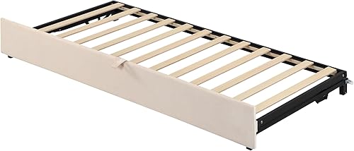 Miniatura 5 de YUNLife&Home Sofá cama tapizado de tamaño individual con cama corrediza extensible de tamaño individual, marco de sofá cama nido, sofá cama doble a