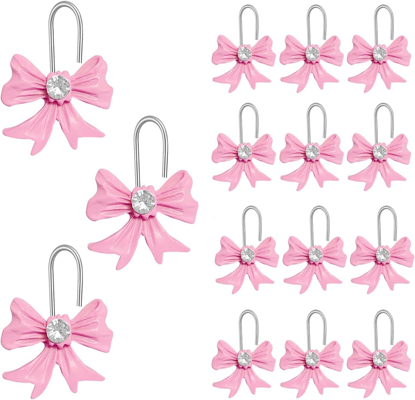 ALXRLXR Decorative Shower Curtain Hooks Bow Tie Rust Resistant Hooks, Girls Room Cute Art Deco Resin Stainless Steel Bath Rings Bathroom Bedroom
