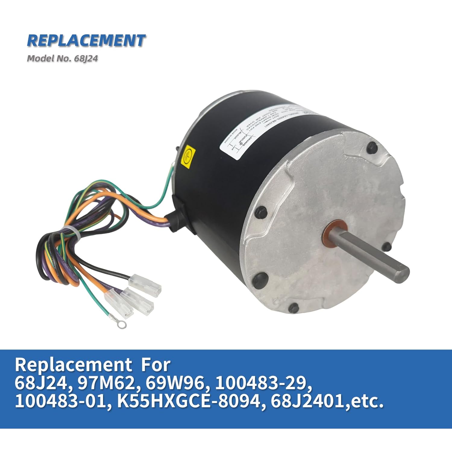 68J24 Condenser Blower Fan Motor 1/3 HP Replaces Lennox 68J2401 97M62, 69W96, 100483-29, 100483-01, K55HXGCE-8094, 1075RPM 2.1A 208-230V 60HZ with 7.5uf Capacitor LEUNGOO