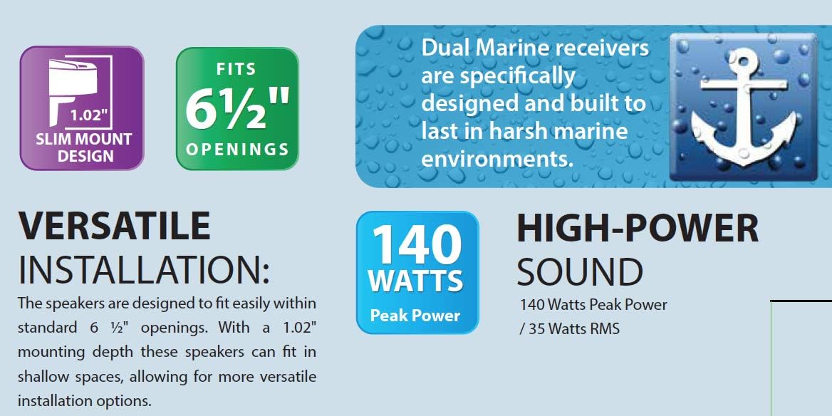 Dual Electronics WDCL65 6.5-inch Illuminated Marine Speakers: Car Electronics
