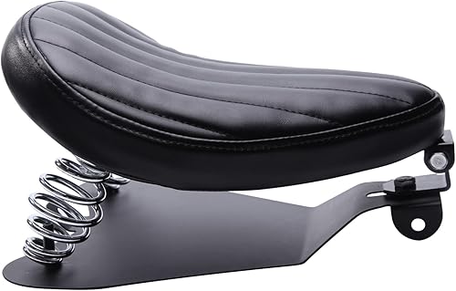 Miniatura 5 de DREAMIZER Motocicleta Solo Asiento Primavera Cuero PU Compatible con Boulevard C50 Shadow Bobber Chopper Cafe Racer Custom - Negro, Línea Vertical