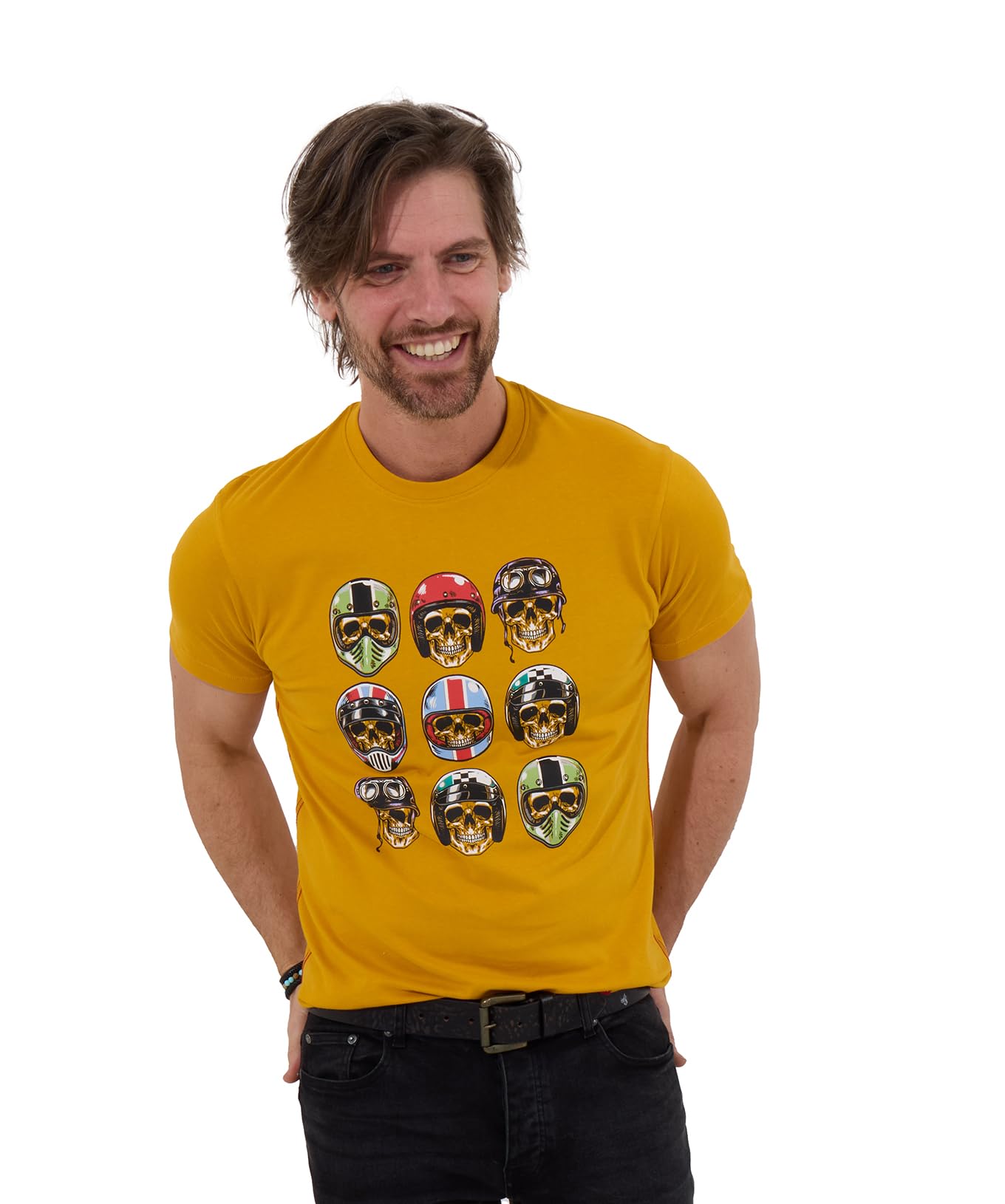 Joe Browns Men's Fashion Pop Art Skull Graphic T-Shirt, Regular Fit, Yellow, S