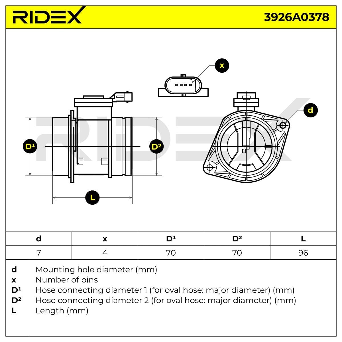 RIDEX 3926A0378 Debimetro senza guarnizione Compatibilità con VW Polo Hatchback 6R1, 6C1