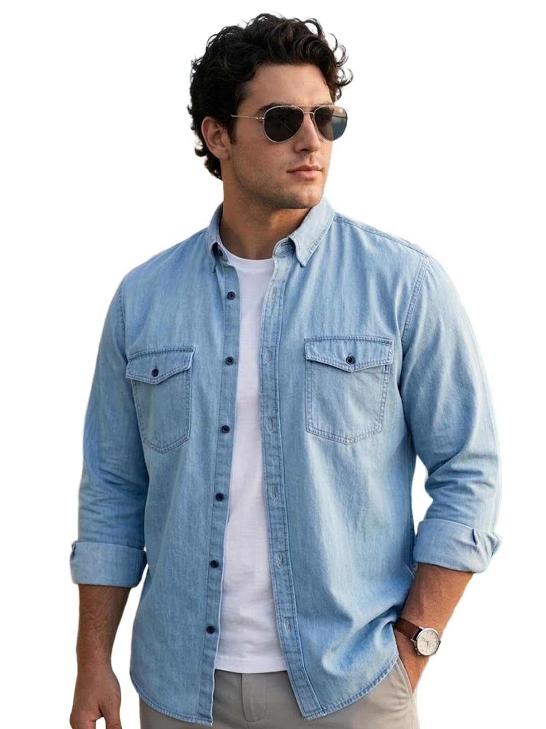 urbano plus Men's Full Sleeve Regular Fit Casual Denim Shirt-picture-40