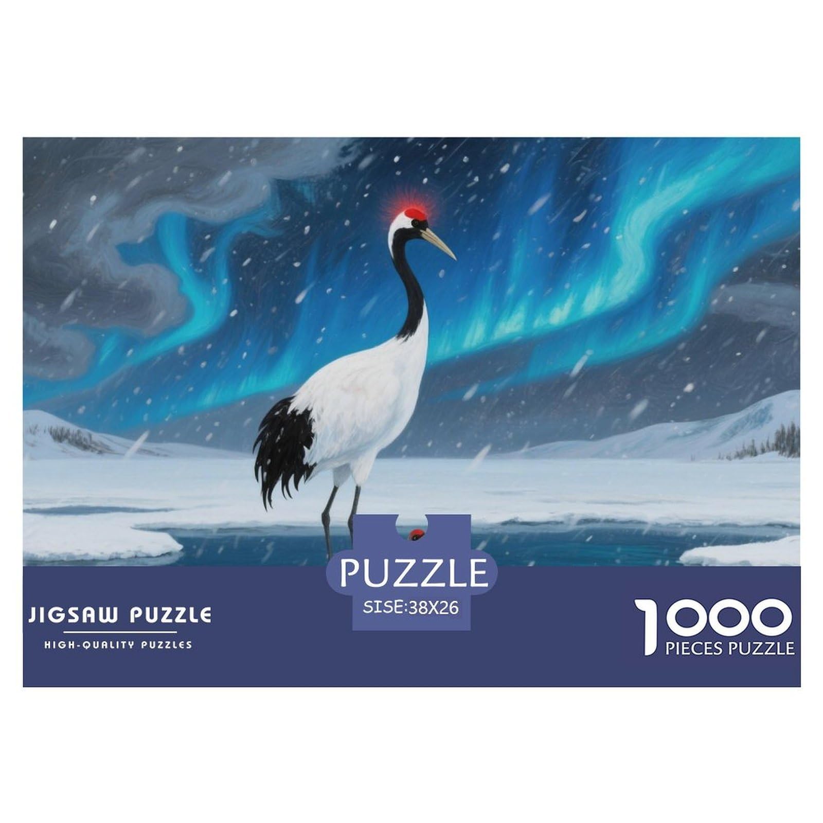 Red-Crowned Crane Jigsaw Puzzles 1000 Piece Challenge Game for Adults,Aurora Ice Field Impossible Jigsaw Puzzle 1000 Pieces Educational Game Home Decoration 38x26cm/1000pcs — image 1