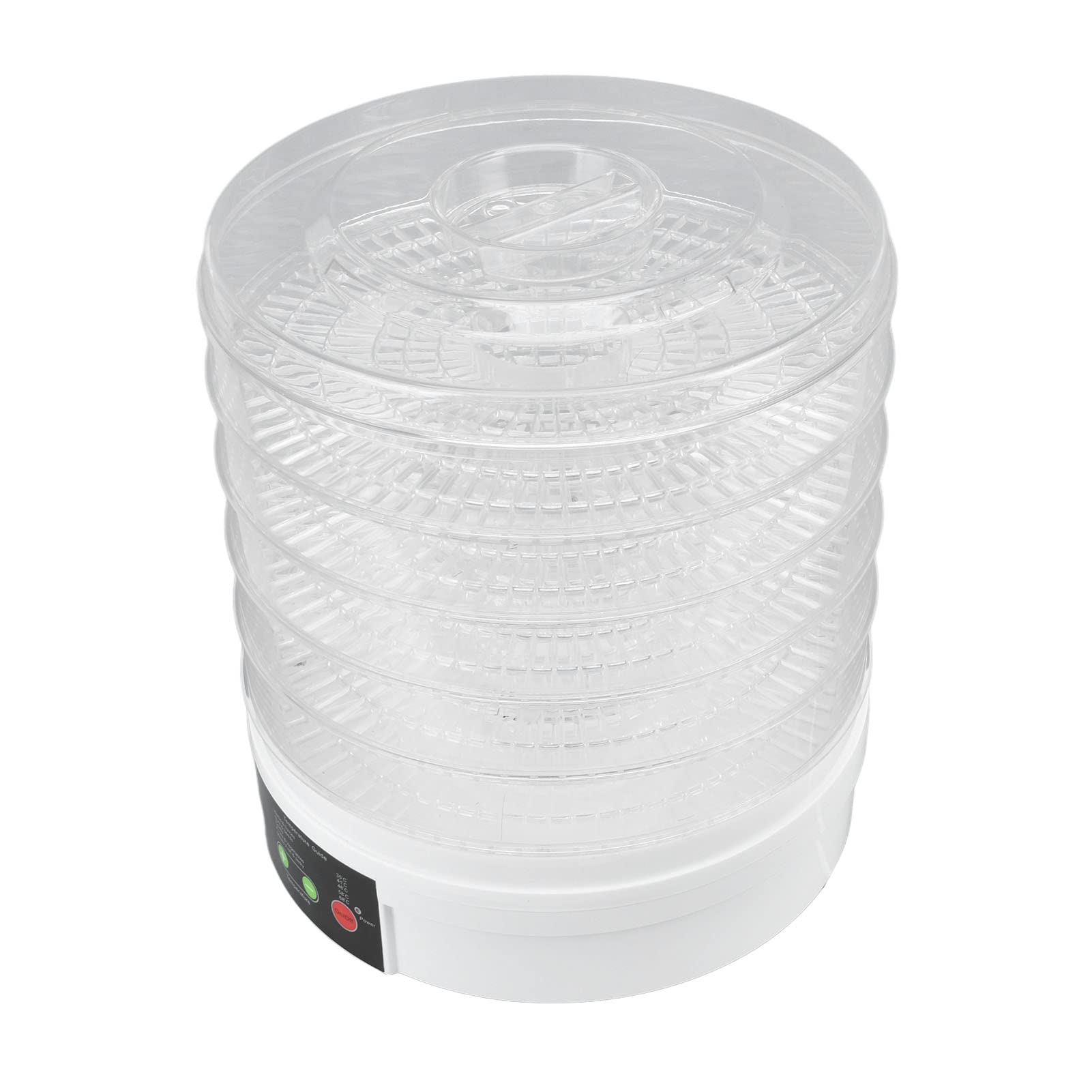 Deshidratador de Alimentos 350W 5 Bandejas Control de Perilla Máquina Secadora de Alimentos Eléctrica Calefacción de Circulación de 360 ​​​​° con Tapa y Orificios de (Enchufe europeo 220V)