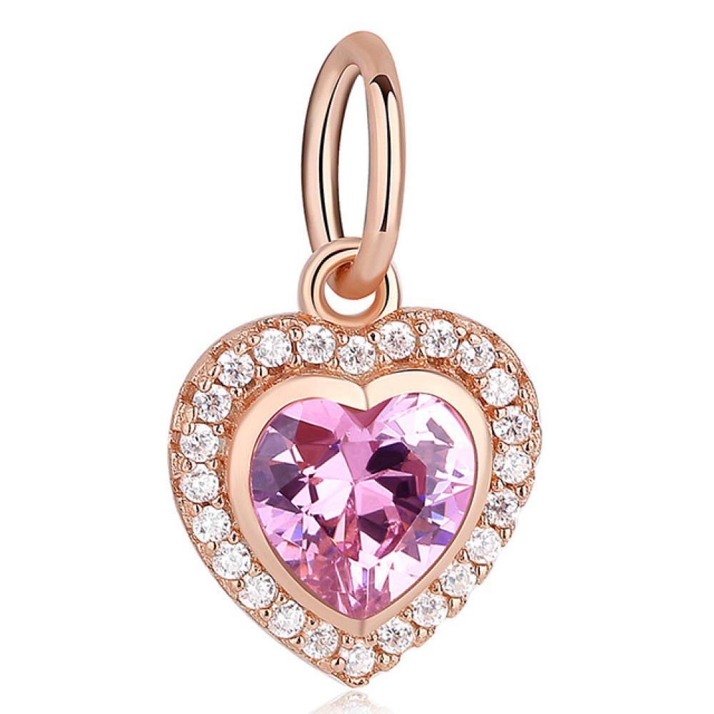 CGCSYZ 925 Sterling Silver Charm Rose Gold Pink Ladybird Charm Fit Bracelet Beads for Jewelry Making (PY1704)