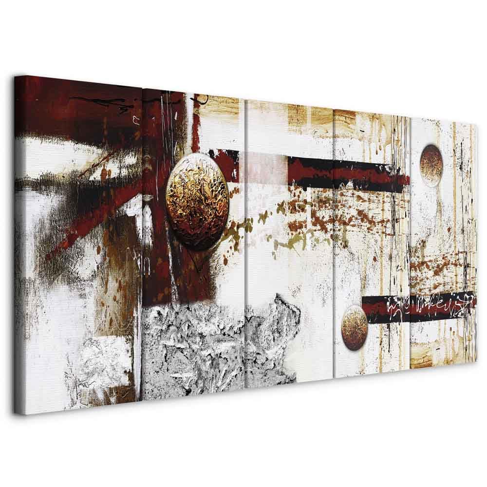 murando Cuadro en Lienzo Abstracto 150x60 cm Impresión de 5 Piezas Material Tejido no Tejido Impresión Artística Imagen Gráfica Decoracion de Pared Blanco Gris Rojo a-A-0352-b-m