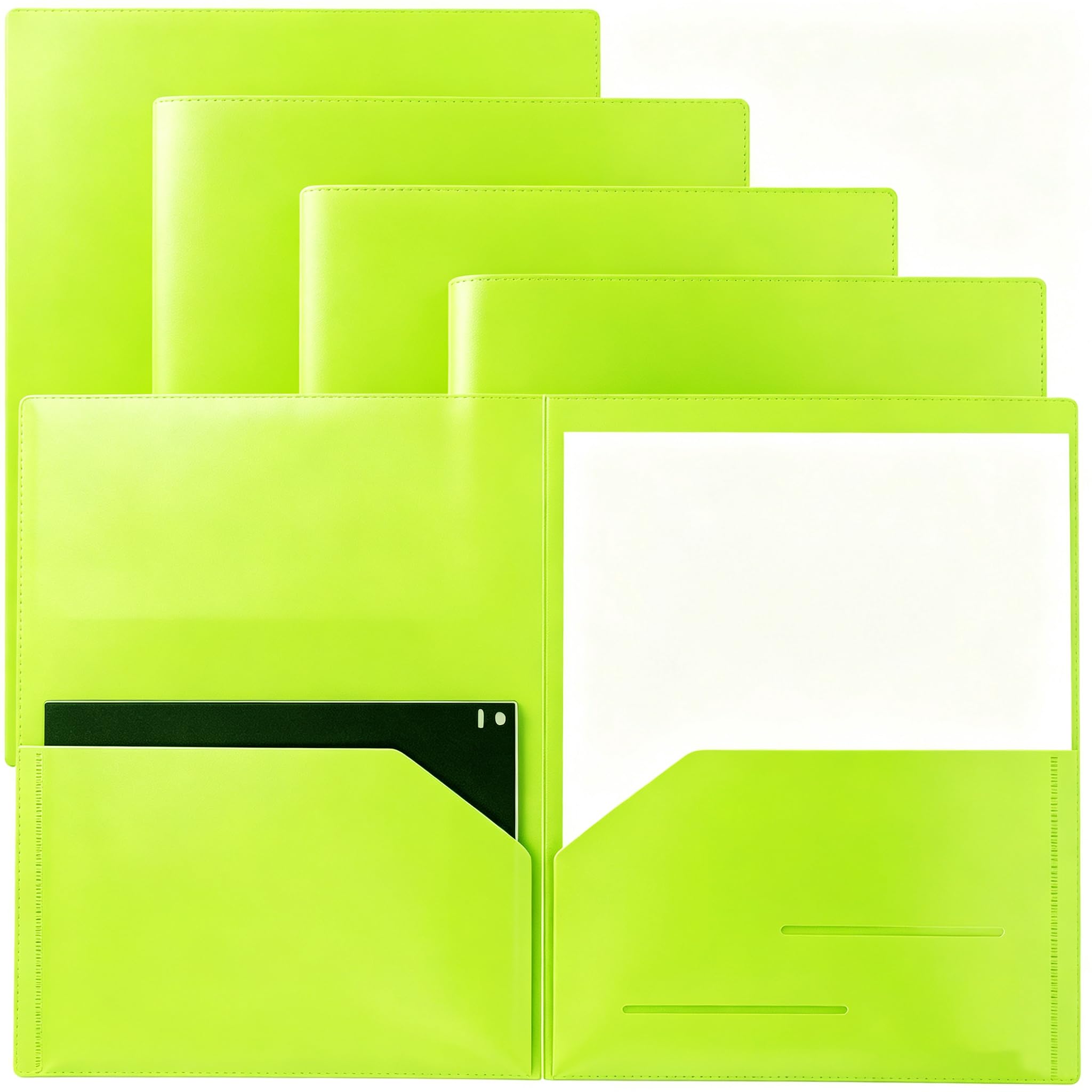 Youngever 6 Pack Heavy Duty Plastic Two Pocket Folders, Heavy Duty Plastic 2 Pocket Folder (Lime Green) โ image 1