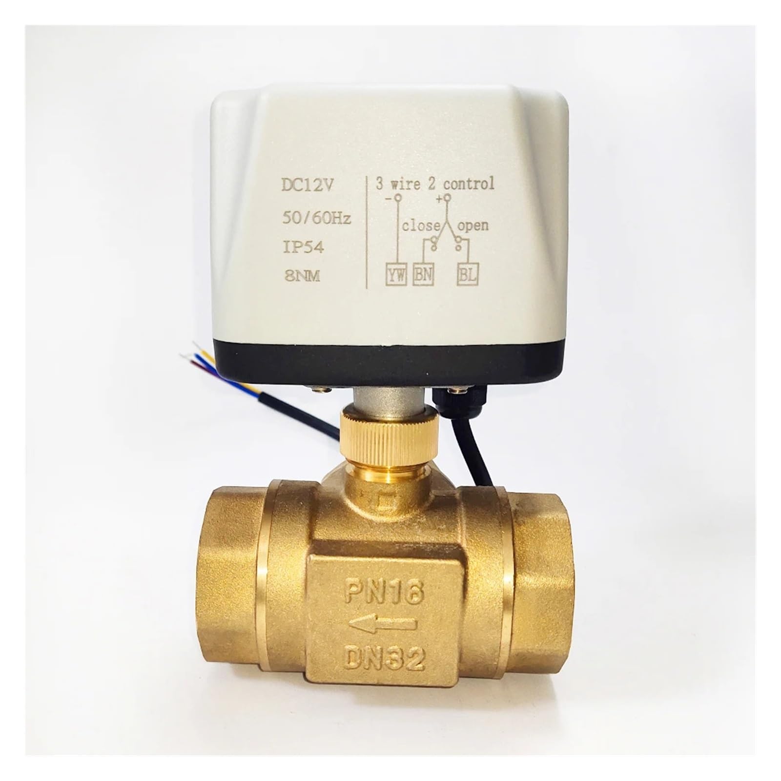 Valvola miscelatrice elettrica DN32 a 3 fori, valvola a sfera motorizzata DC12V, valvola in ottone da 1-1/4" con controllo a 3 linee for sistema di riscaldamento solare(DC24)