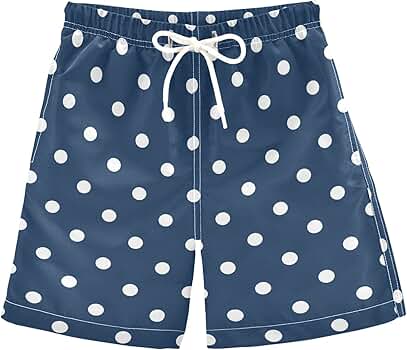 Amazon.com: susiyo White Polka Dots on Navy Blue Boys Swim