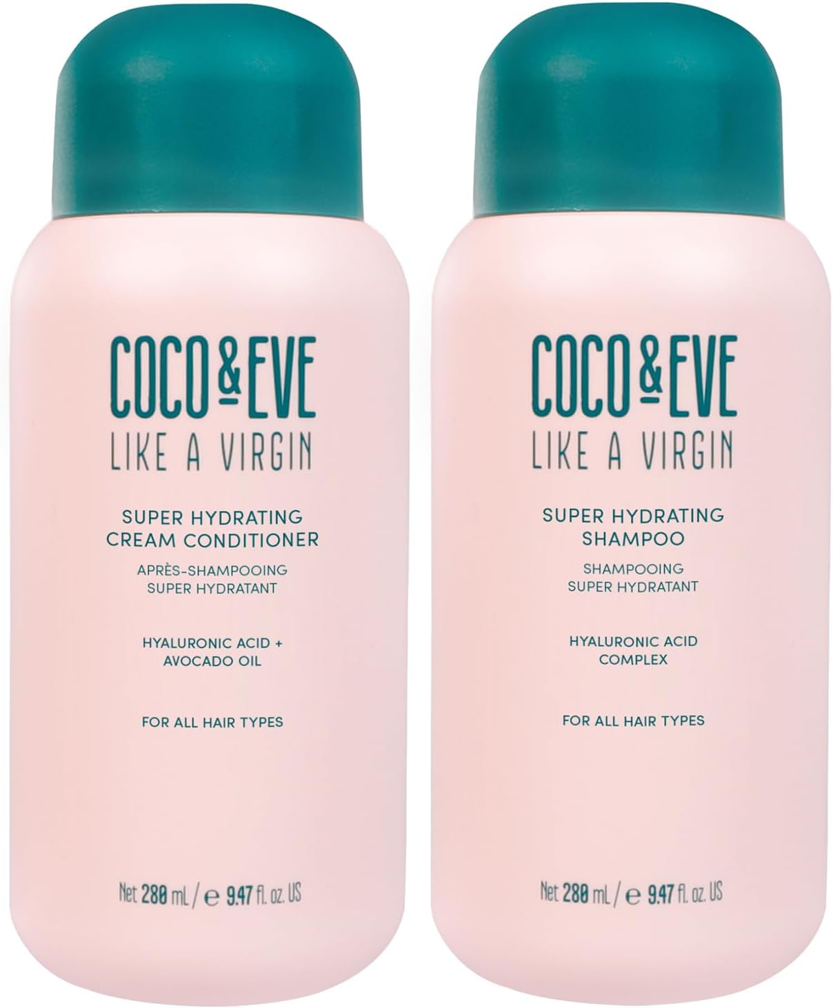 Like A Virgin - Moisturising Shampoo & Conditioner - Natural Hair Care without Sulphates, with Argan, Coconut and Avocado Oil - for Dry, Damaged & Coloured Hair - 280 ml