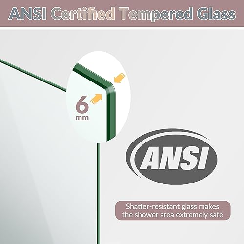 Miniatura 34 de ELEGANT 58.5-60 pulgadas de ancho x 57 3/8 pulgadas de alto, puertas corredizas de vidrio para bañera, puerta de ducha semi-sin marco con vidrio