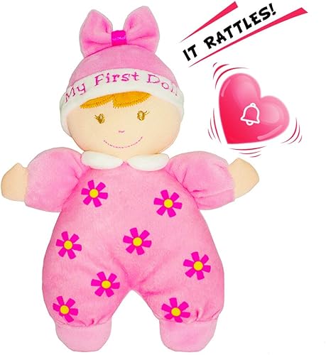 Miniatura 2 de June Garden 9 My First Doll Sophia - Muñeca de bebé de felpa suave con sonajero traje rosa