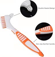 Vista 2 de 4 cepillos de dentadura con estuche portátil, cepillo de dentadura de doble cabeza, limpiador de higiene de doble cabeza, mango de goma
