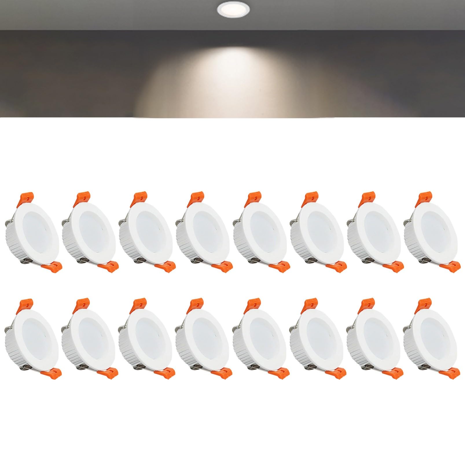 TTiiLoe 5W Round LED Recessed Ceiling Spotlights, 4000K Neutral White Ultra Slim Panel Ceiling Light, Cut Φ70-75mm, AC110-240V Downlights for Hallway Stairwell Showroom, 16 Pack