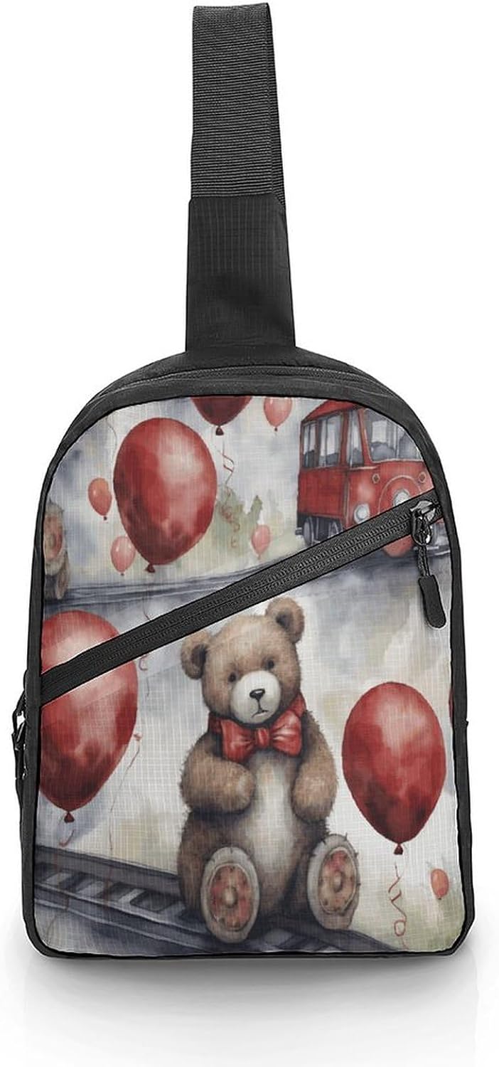 Bear on The Train Crossbody Backpack Sling Bag