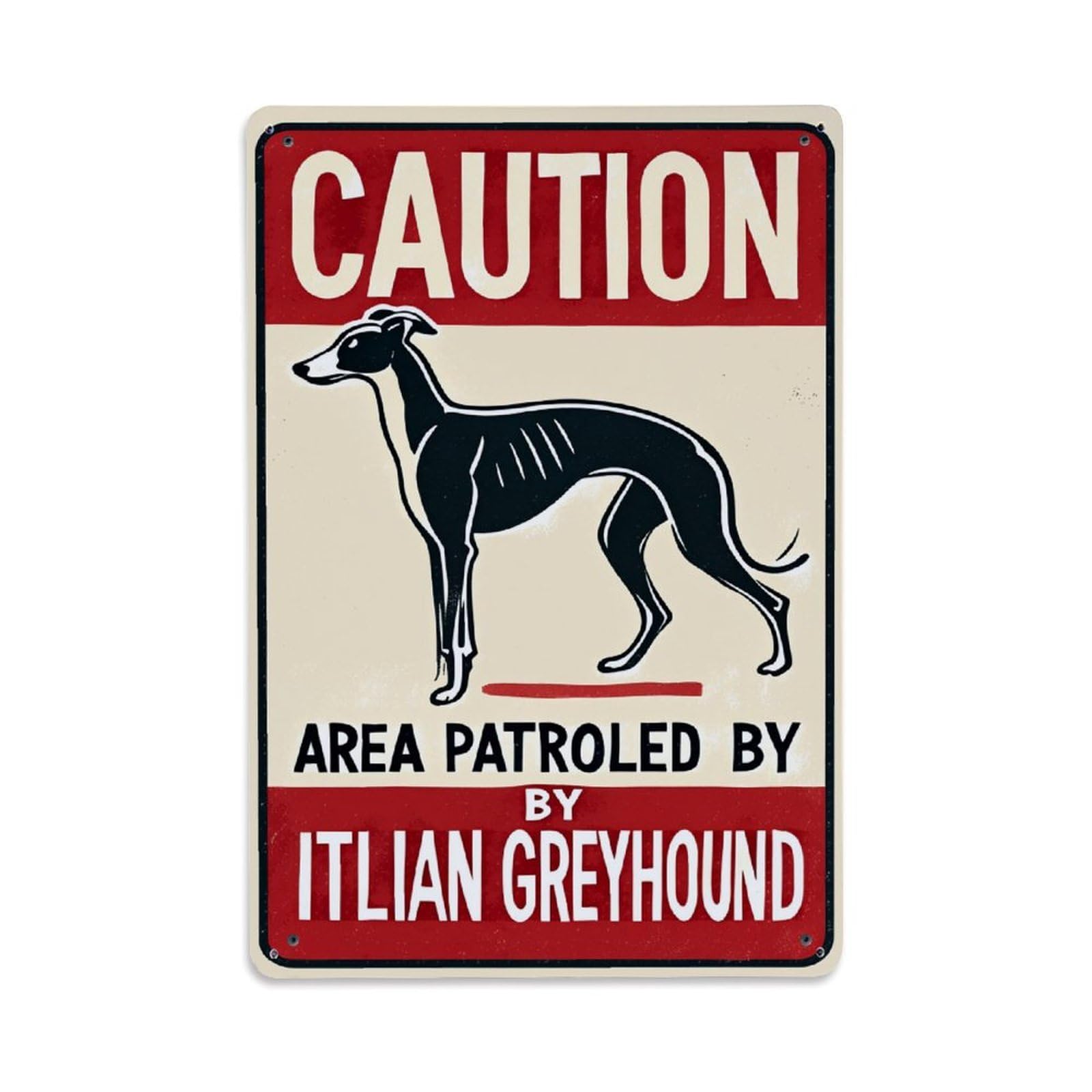 Jdfenggu Vintage Caution Dog Patrol Sign Pattern Retro Metal Tin Sign, Decor Art Poster For Bar, Home, Man Cave, Kitchen, Laundry Room Gift 8X12inch