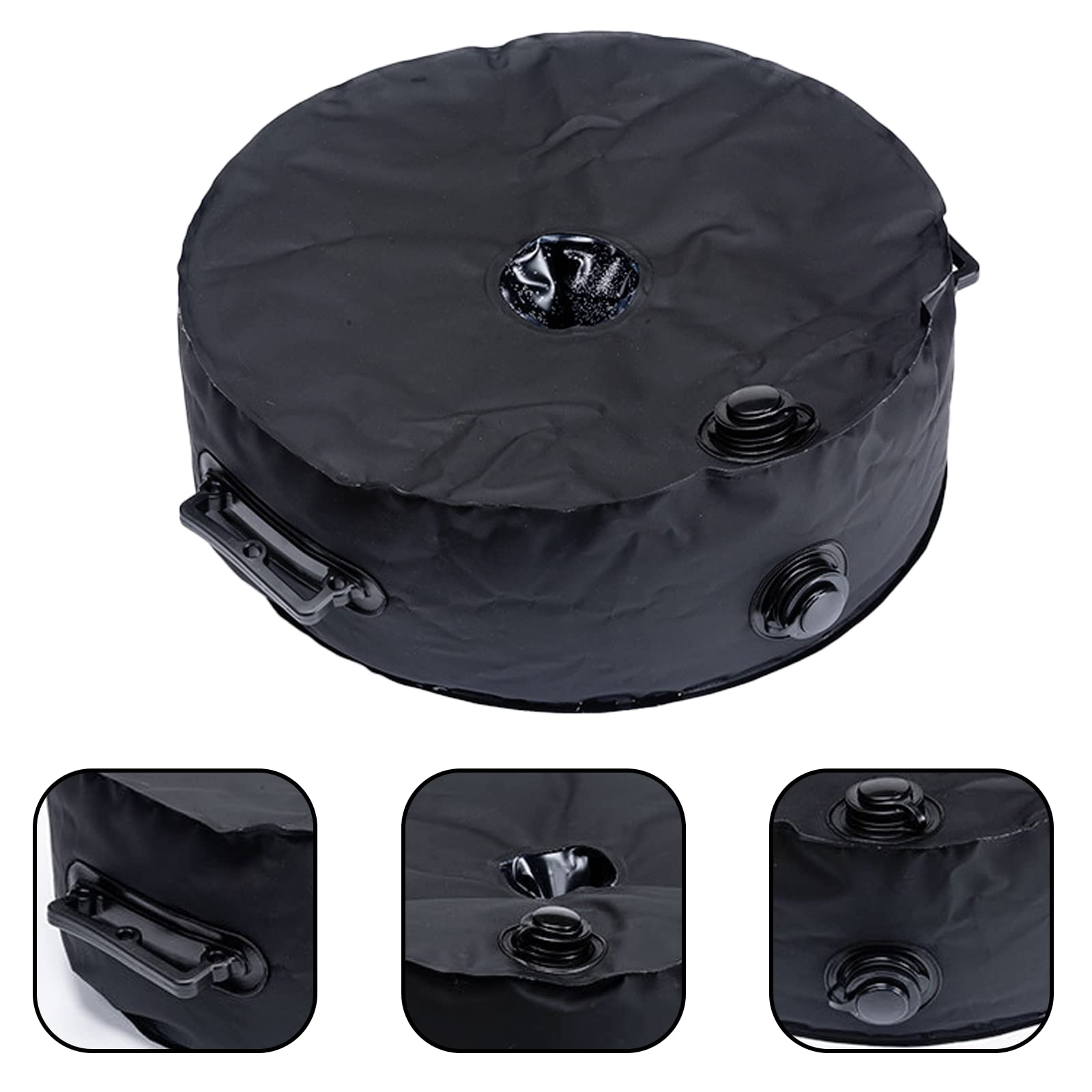 Base Pieghevole Per Ombrellone - Sacca Acqua Rotonda In PVC - Capacità 7kg - Diametro 45 Cm - Portatile Per Spiaggia E Giardino