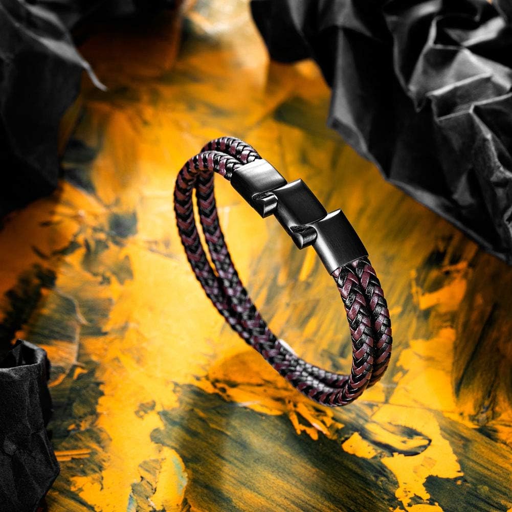murtoo Mens Bracelet Leather Braided, Brown and Black Leather Bracelet for Men - Image 6
