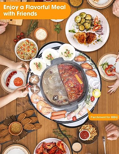 Image of 2 in 1 Hot Pot with Grill, Electric Korean BBQ Grill, Independent Dual Temperature Control & Non-stick Pan, Multi-function Smokeless Barbecue Grill for Family and Friends Gathering
