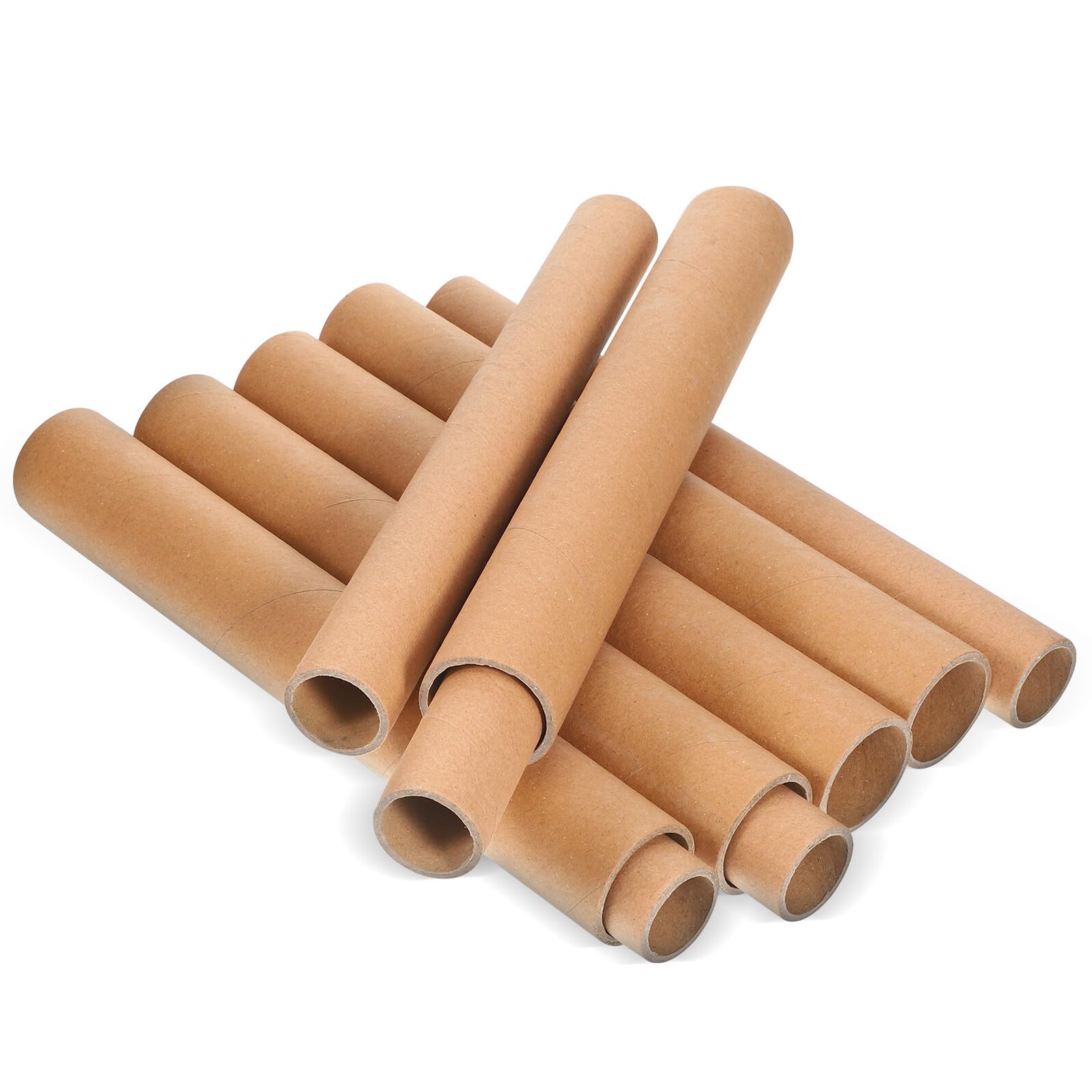 20 Stück-pack Runde Kraftpapier Röhren für Versandverpackungen | Beige, Zylindrische Form, Platzsparende Großpackung für Büro und Klassenzimmer