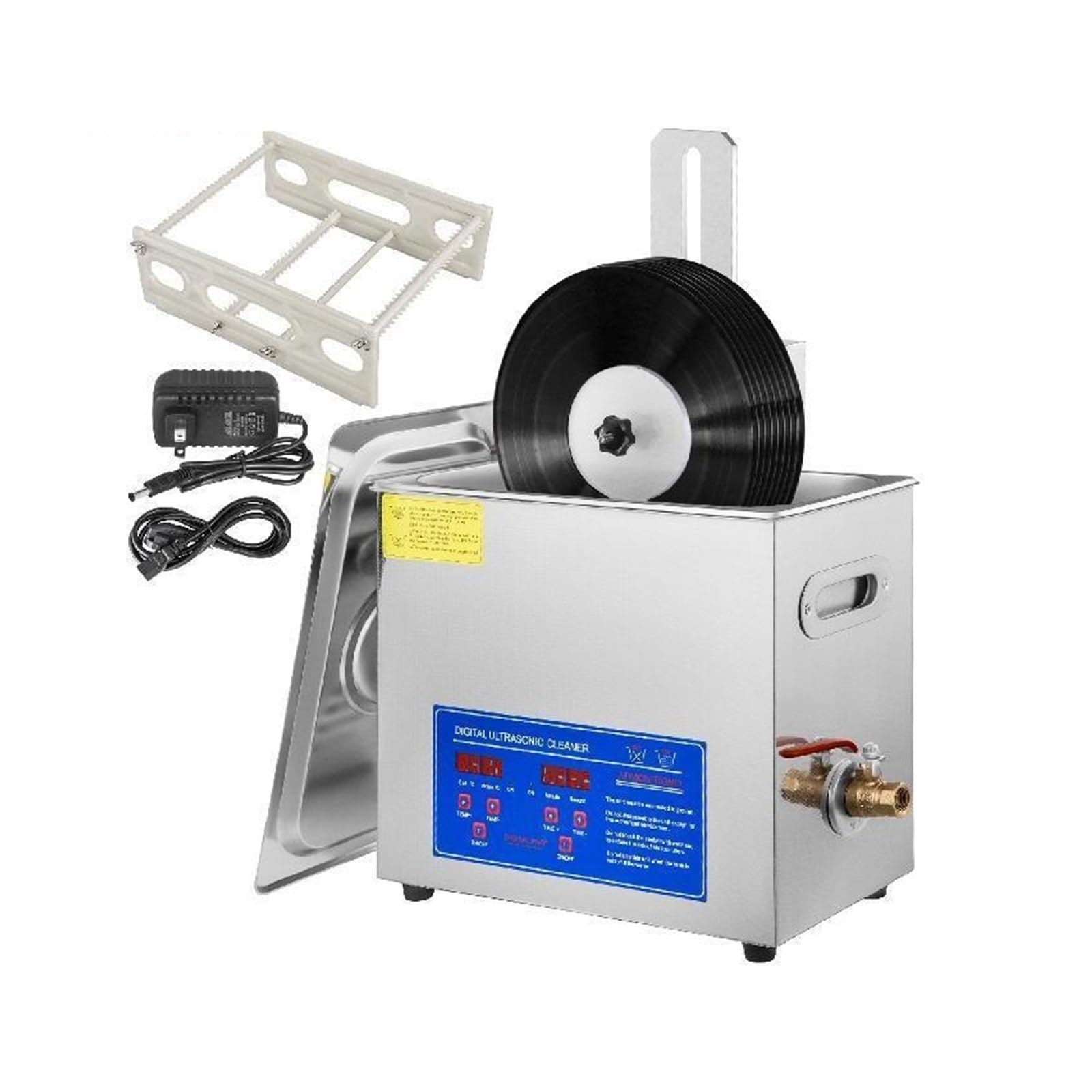 6L Ultradźwiękowy Środek Do Czyszczenia Płyt Winylowych Zmywarka 7-12 Cali Mini Przenośna Pralka Ze Stali Nierdzewnej Z Spinacze Do Prania(200W Heater Power)