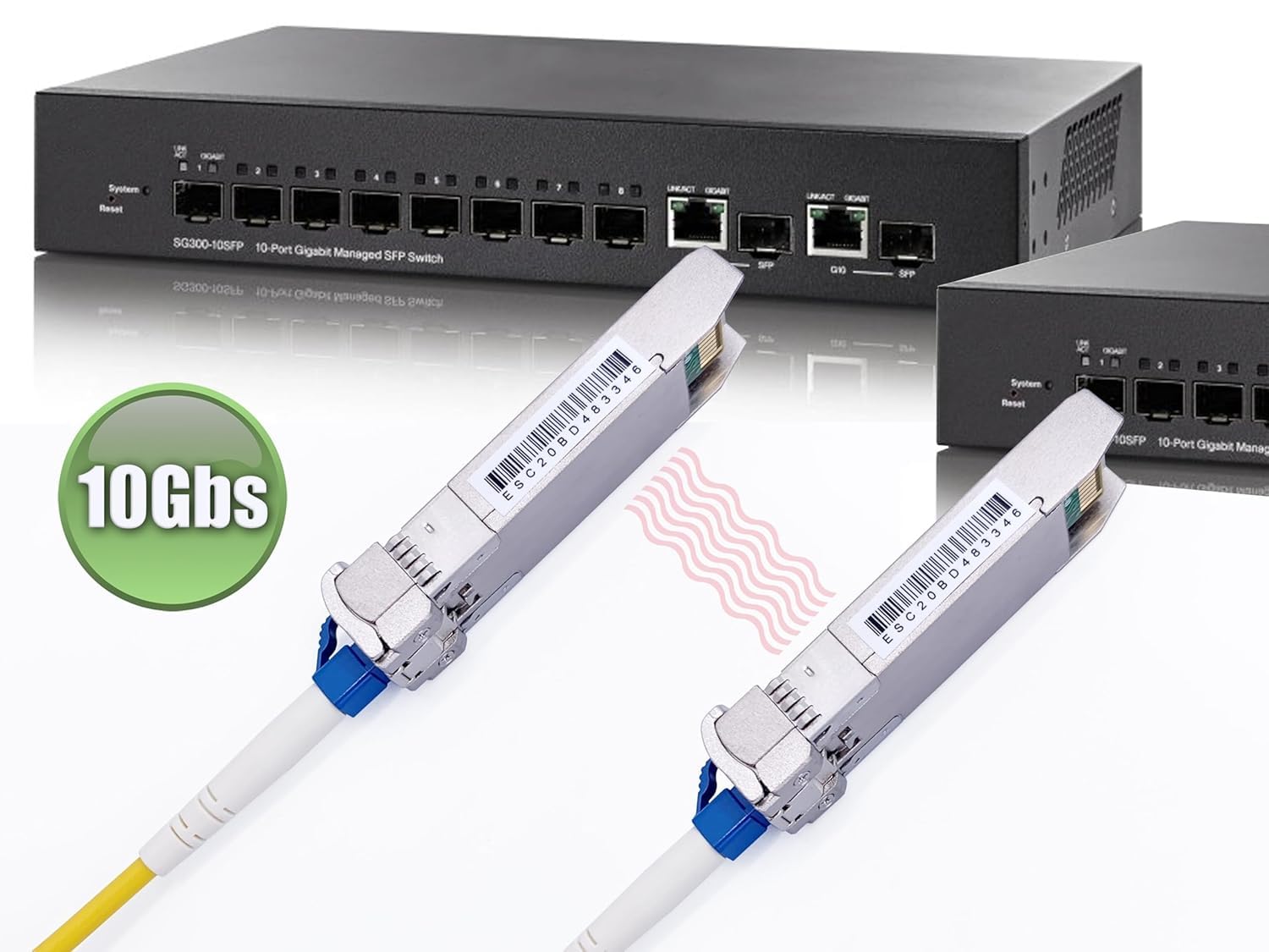 Elfcam® - 1 Coppia 10Gbps SFP+ BiDi Modulo di Transceiver a Fibra Ottica 1270nm/1330nm, con Fibra Port LC Simplex Monomode, Compatibile con HPE(HP-Aruba),DDM 20km