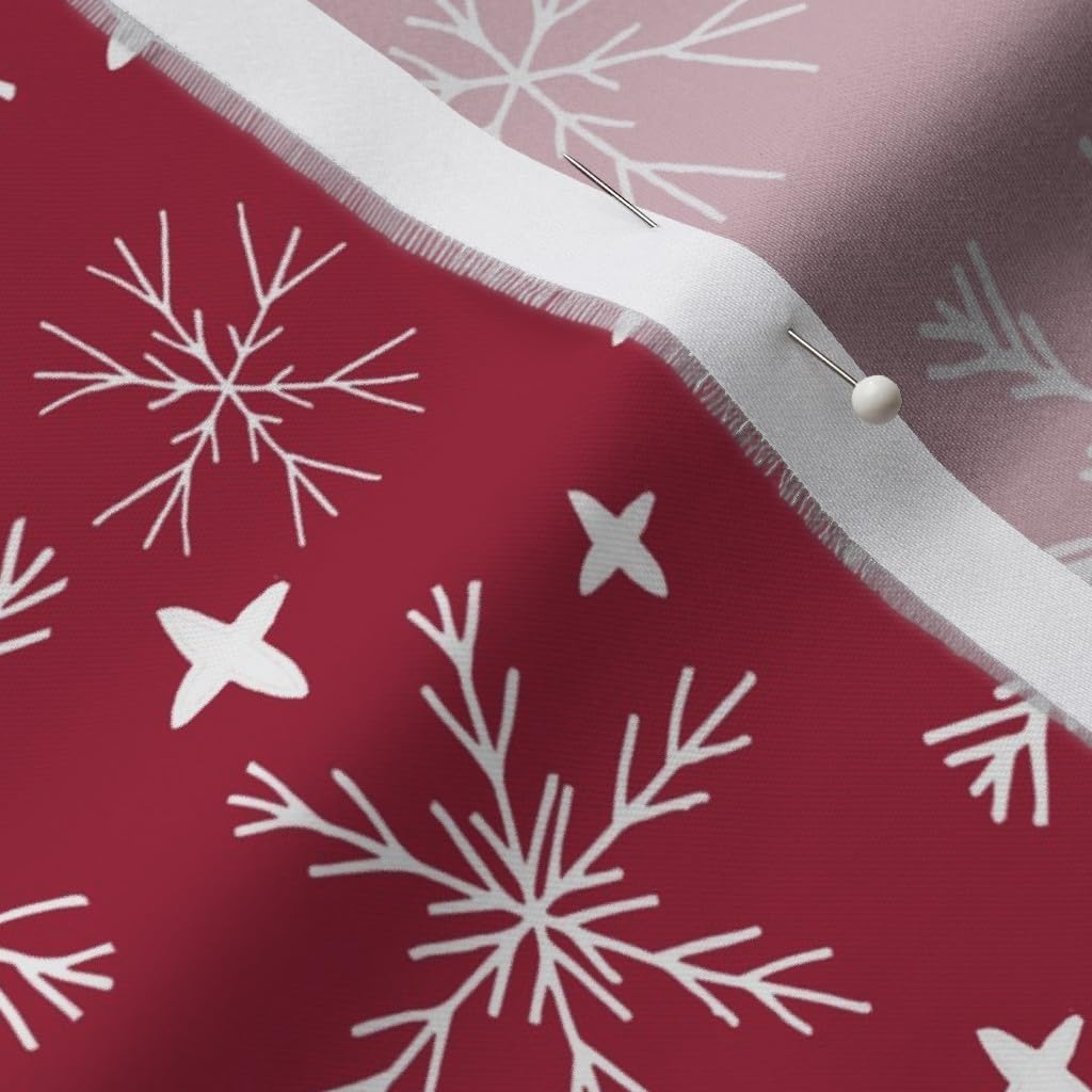 Spoonflower Fabric - Winter Snowflakes Cute Christmas Snowflake Best Holiday Snow Printed on Organic Cotton Sateen Fabric by The Yard - Sewing Quilting Apparel Home Decor