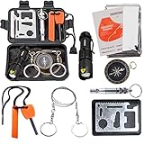 EMDMAK Survival Kit Outdoor Emergency Gear Kit for Camping Hiking Travelling or Adventures (New Black)