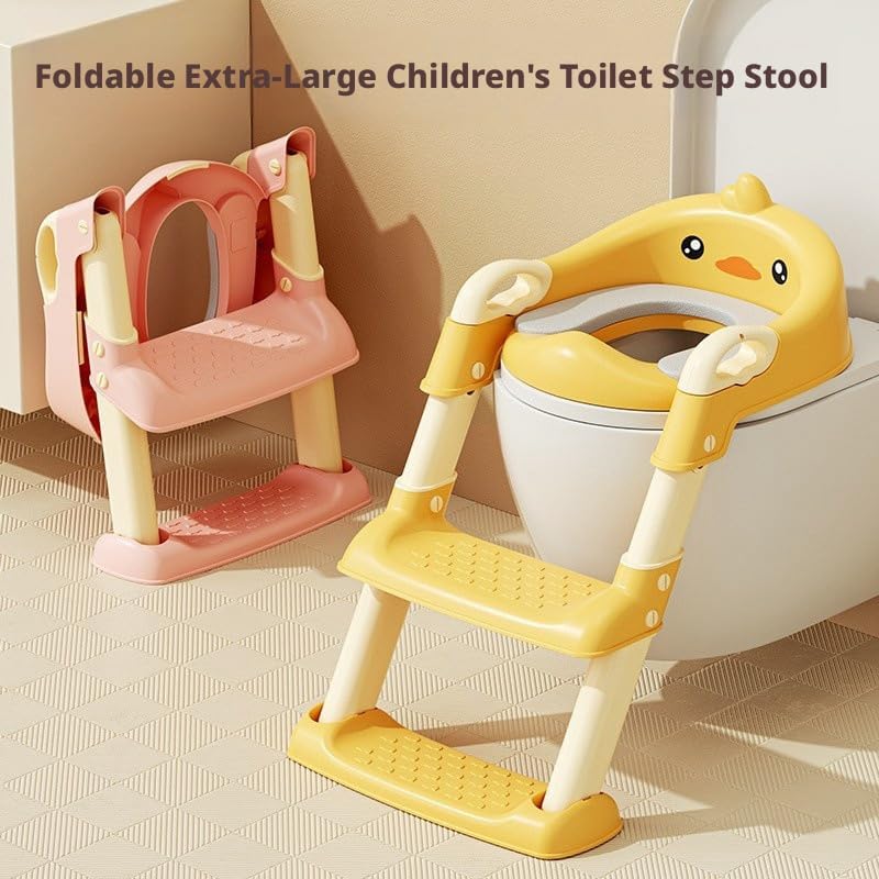 toilet with steps, includes an auxiliary pad, step stool, and toilet seat ring