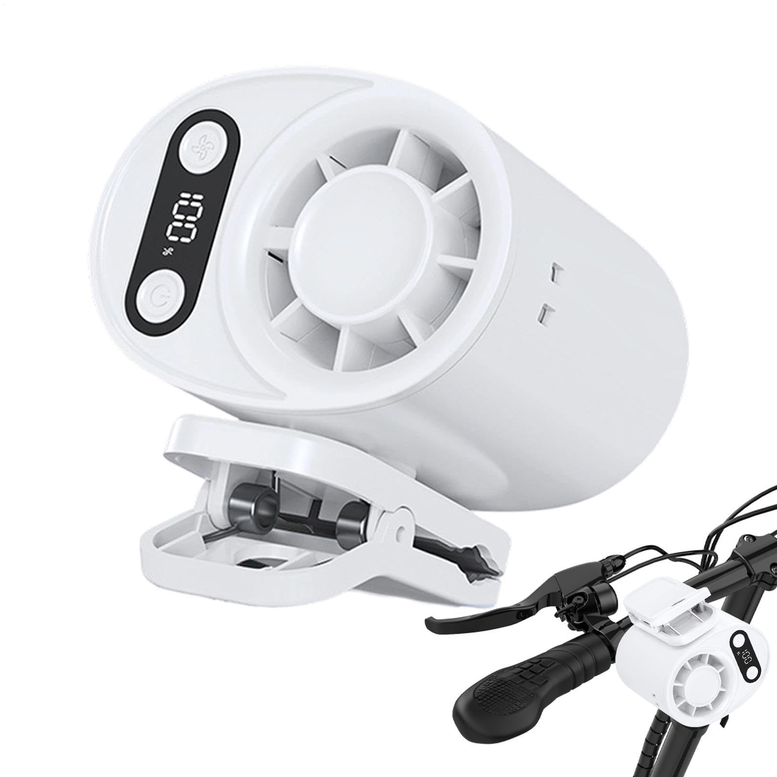 Ventilador de clip portátil y recargable con pantalla digital para un flujo de aire continuo