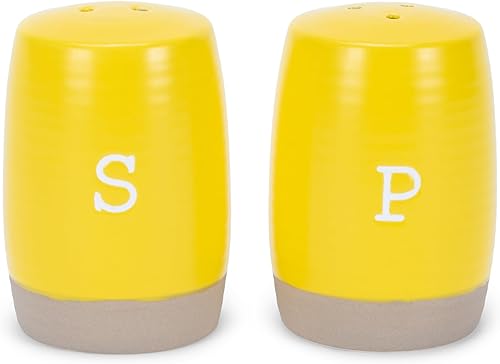 Nat & Jules - Juego de salero y pimentero de cerámica (3 x 2), color amarillo