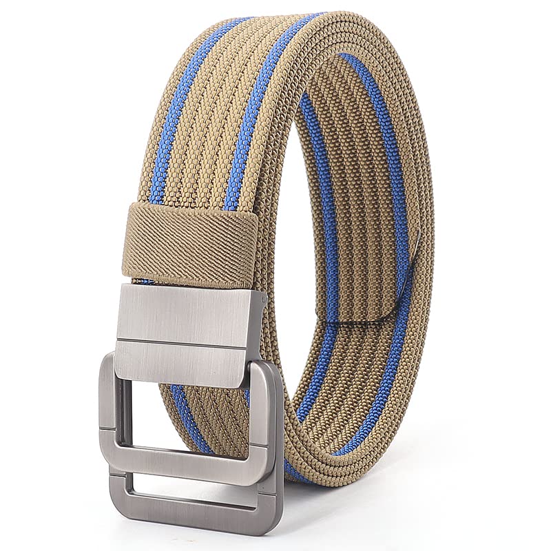 Adjustable Alloy Dual Ring Buckle Tactical Belt，Braided Canvas Nylon Military Sports Outdoor Belt for Men & Women - 47 Inch