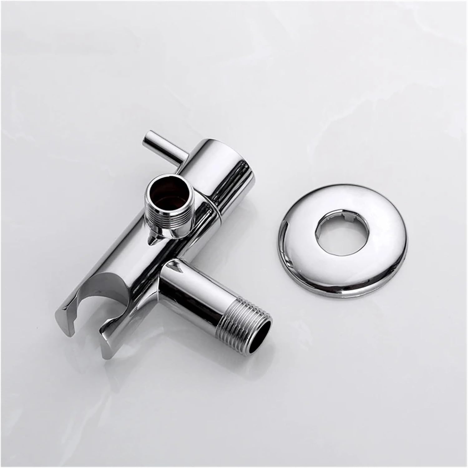yaoqijie Bathroom Toilet Shattaf angle Valve Holder Brass Multifunctional Toilet Bidet Valve with Holder chrome plated wall mounted lasting(TB)