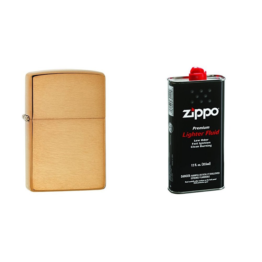 Buy Zippo Lighter Solid Brass Text Brushed Brass Pocket Lighter with 12