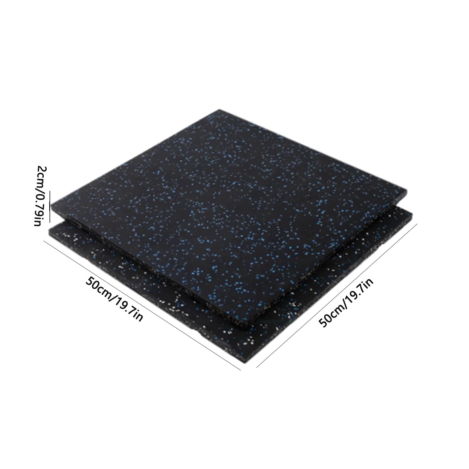 Tappetino in gomma resistente, antivibrazione, antiscivolo, con gomma ad alta densità, per attrezzature da palestra e cuscino per allenamenti (50 x 50 x 2 cm)
