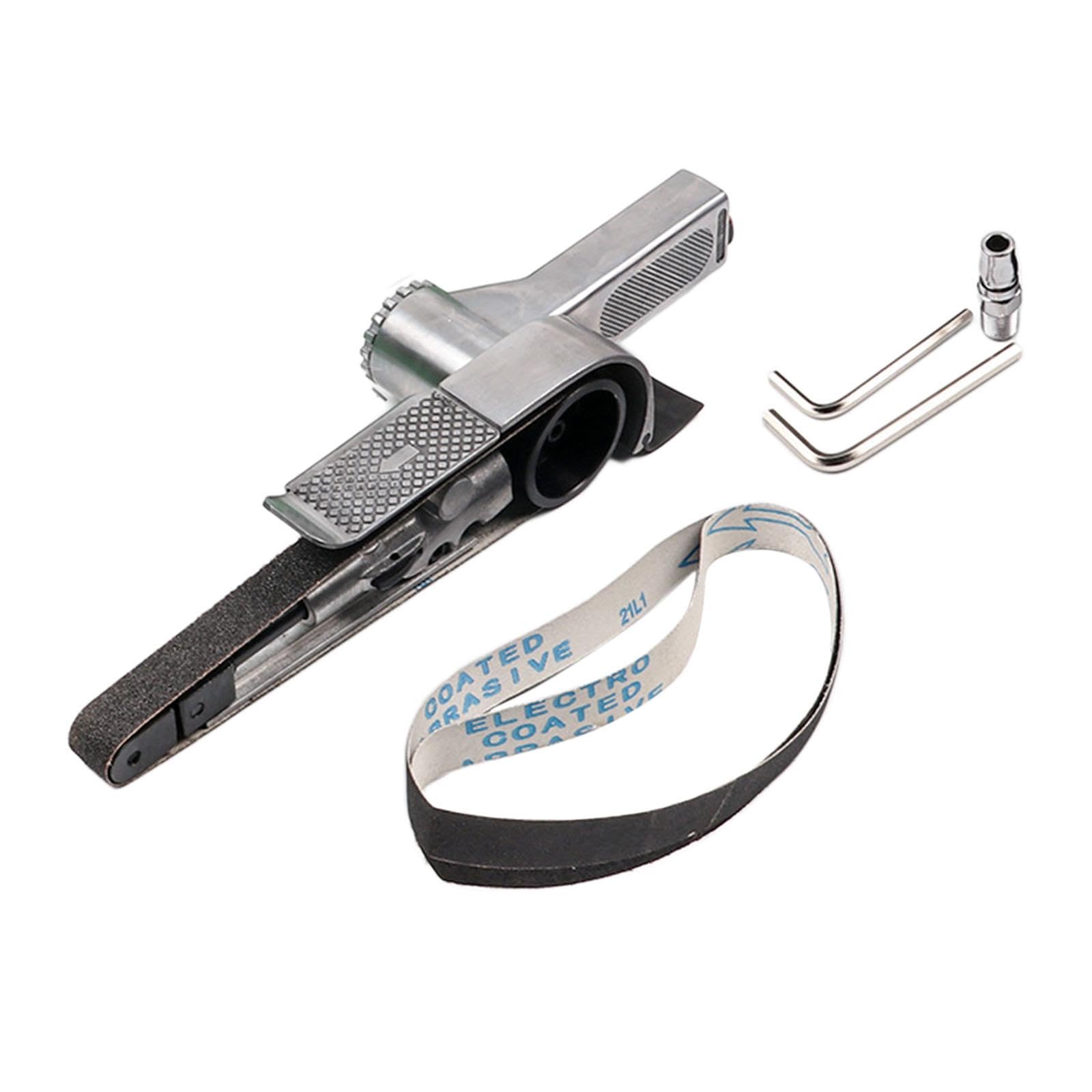 Generic Lijadora de Banda Neumática Máquina de Lijado Pulidora Herramienta Manual Compacta Material Metálico Adecuada para Carpintería Metalistería Ta, Lijadora de banda de 20 mm