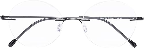 CessBlu Gafas de lectura sin montura redondas para hombres y mujeres, Negro - CessBlu Gafas de lectura sin montura redondas para hombres y mujeres, Negro -