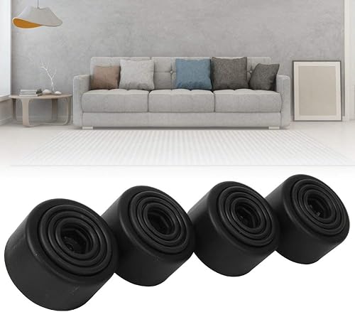 Miniatura 2 de Fdit 4 patas redondas negras para sofá, tornillo M8, almohadilla de altura de 1.378 in, plástico PP fácil de instalar y reemplazar, adecuado para