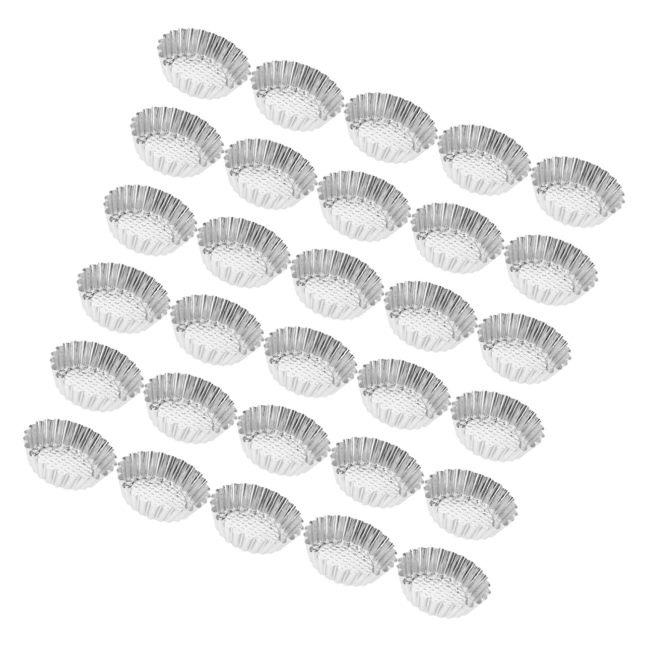 SOLUSTRE 30 Stück Teiliges Mini Kuchen Backform aus Edelstahl Runde Förmchen mit Dekorativem Geriffeltem Rand Stabile Kuchen Muffinformen zum Backen von Törtchen Muffins und Gebäck