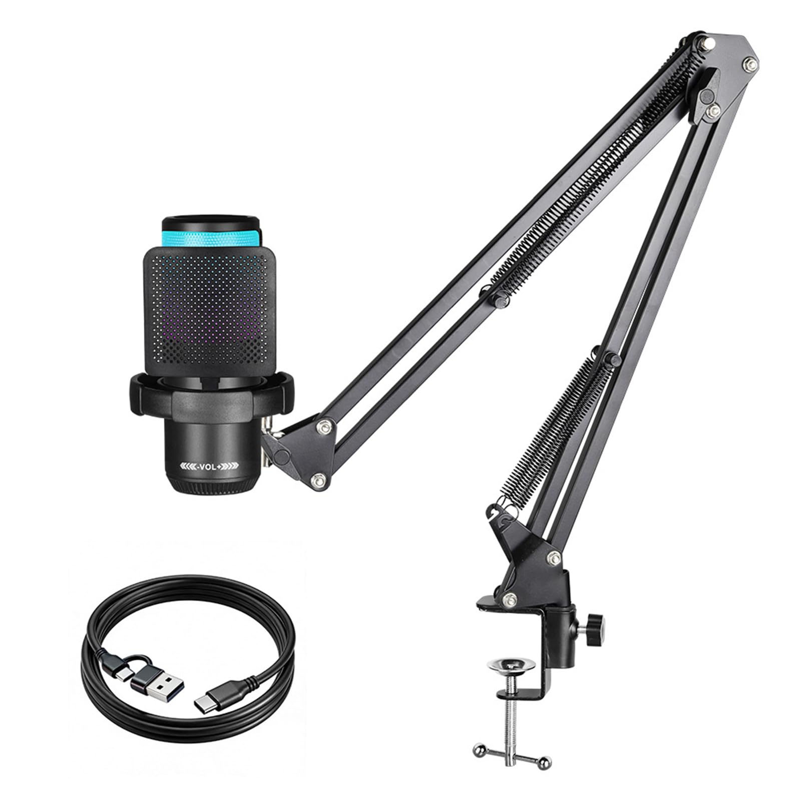 Micrófono USB de estudio profesional con filtro reductor de ruido para transmisión de video y canto profesional, micrófono condensador USB con filtro de ruido para transmisión
