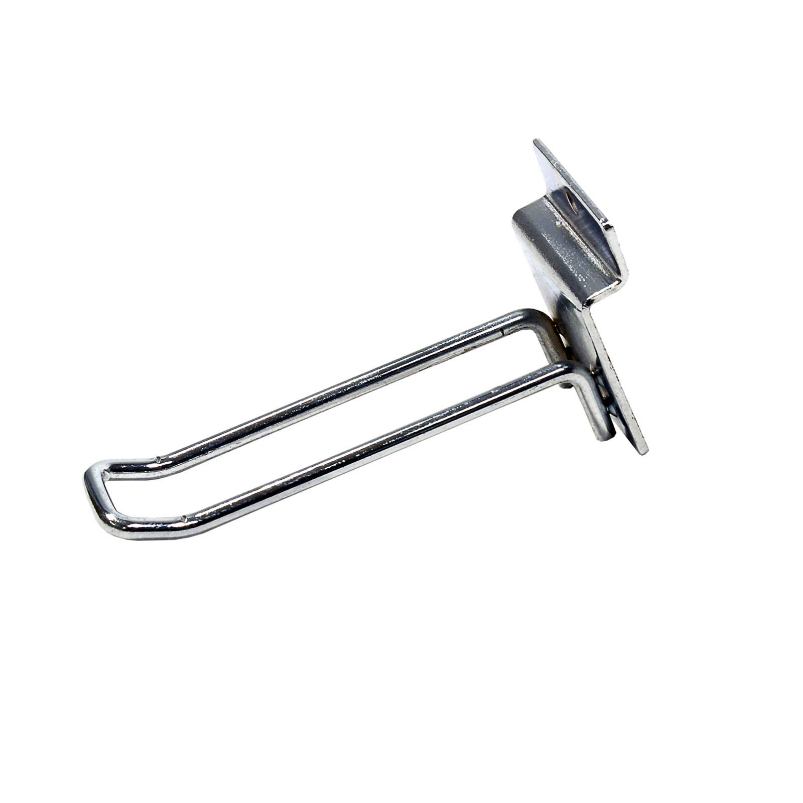Slatwall Chrome Euro Hooks (Double Arm) Shop Fittings Hanger Display - Pack of 25 (4"/100mm)