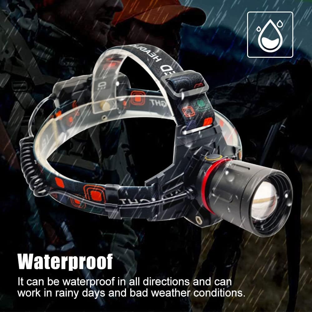 Green LED Headlamp Rechargeable Super Bright Hunting Headlamps Waterproof Headlamp Flashlight Zoomable 3 Modes Headlight for Hunting Fishing Running