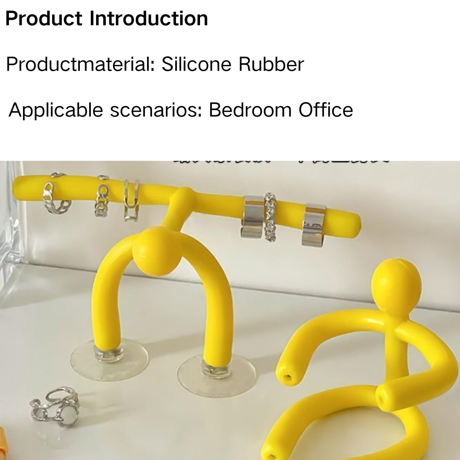 Creative Yellow Man Ornaments,Silicone Creative Storage Stand DIY-Shaped Decompression Ornaments Easy Storage and Display Used to Support Mobile Phones Keychains Stationery Pen Holders