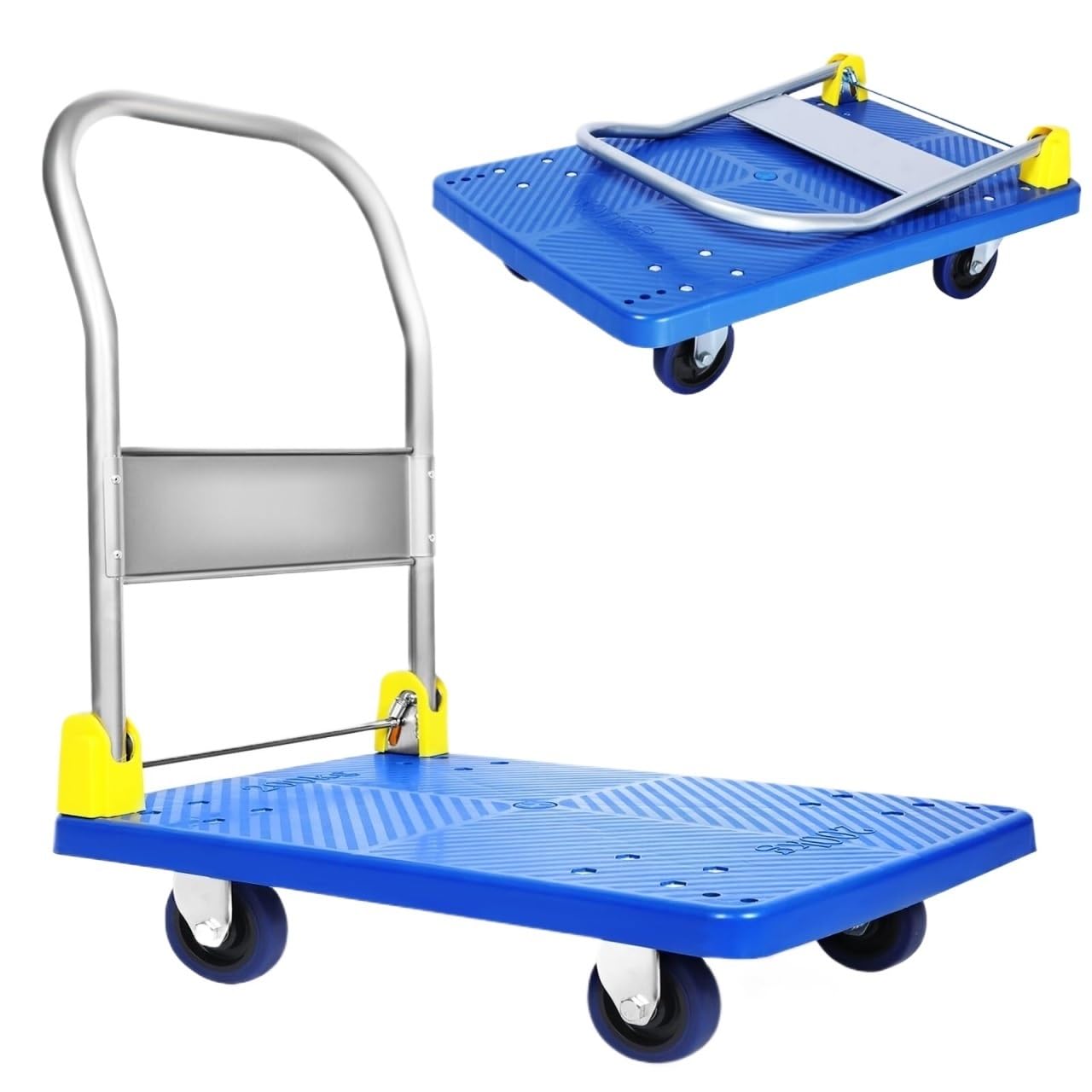 Garage Trolley Heavy Duty Foldable Cart With Wheels And Handle Space Saving Push Platform Hand Truck