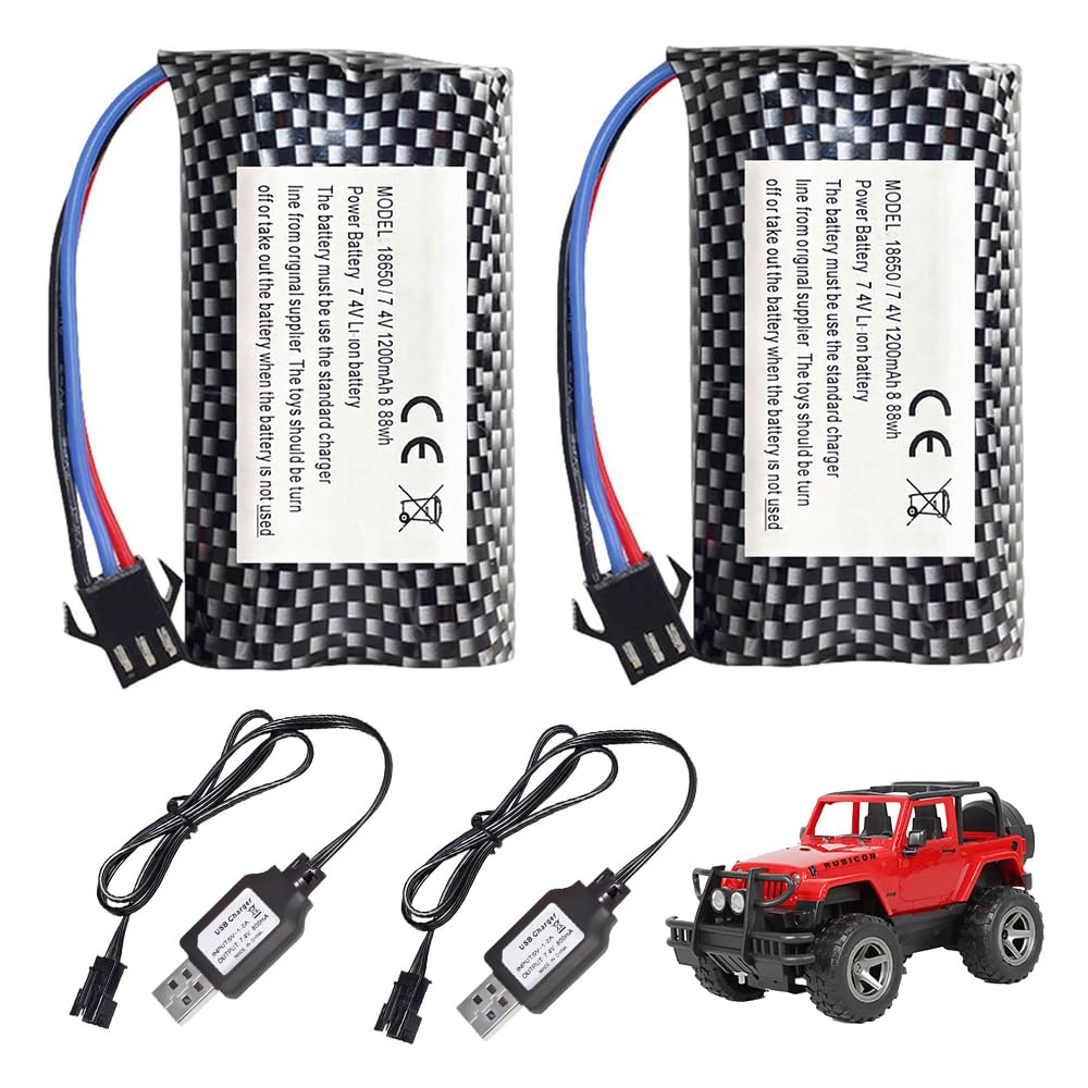 2 Batteries Li-ion 7,4 V 3000 MAh Avec Chargeur USB XH-3P Pour Voitures Et Bateaux RC