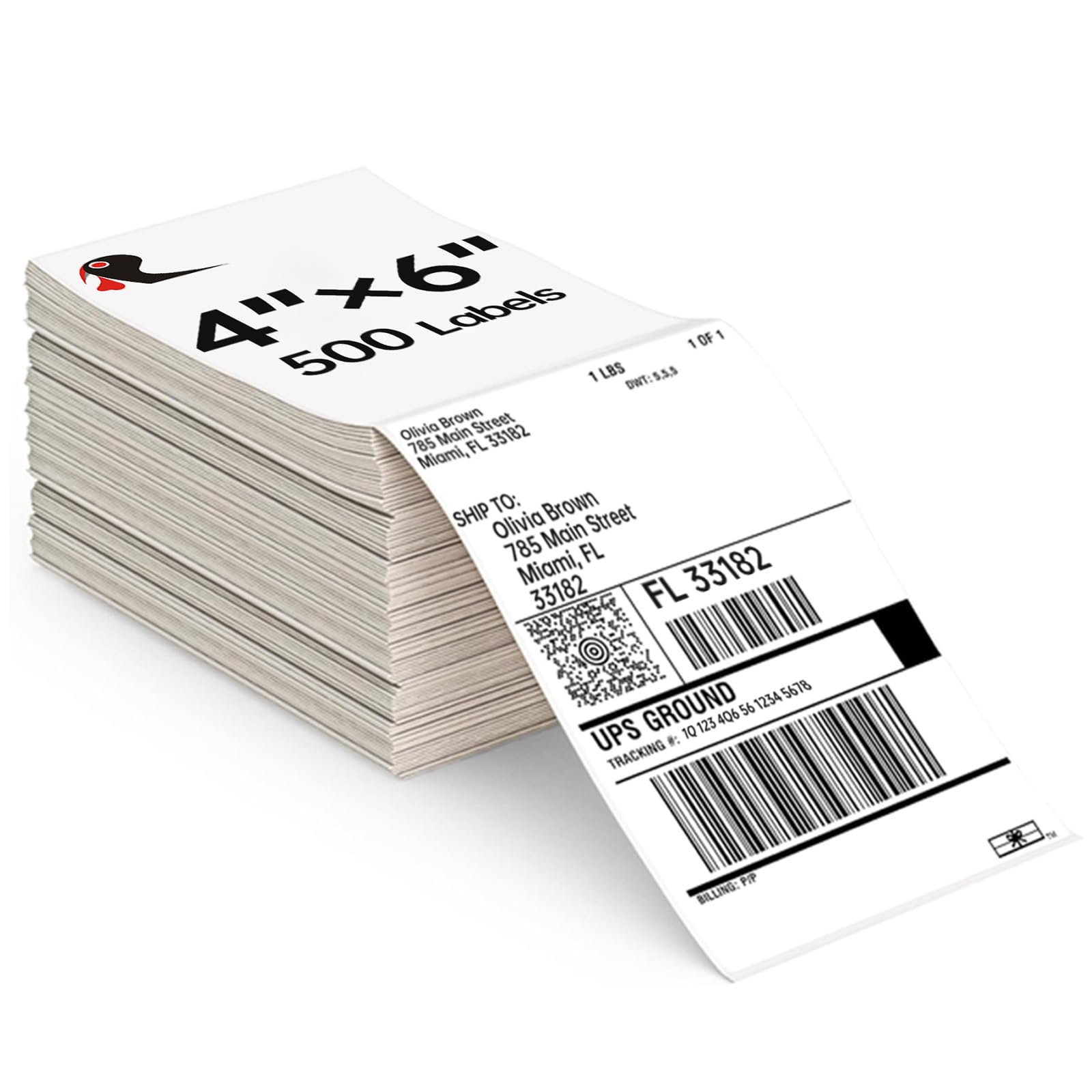 Photo 1 of 4x6 Thermal Labels 500/Stack, HUOJI Shipping Thermal Labels 4x6 Fanfold Compatible with Rollo, Zebra, MUNBYN Printers (Commercial Grade)