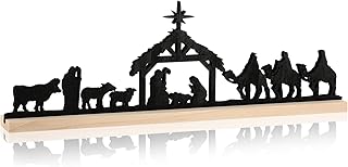 Roowest Nativity Set for Christmas 12 Inch Nativity Scene Sign Wooden Decor Religious Christmas Gift Xmas Table Decorations for Home Office Shelf Indoor